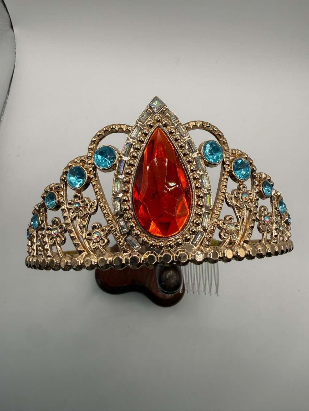 Disney Elena Of Avalor Gold-Tone Tiara with Red Teardrop and Blue Accents